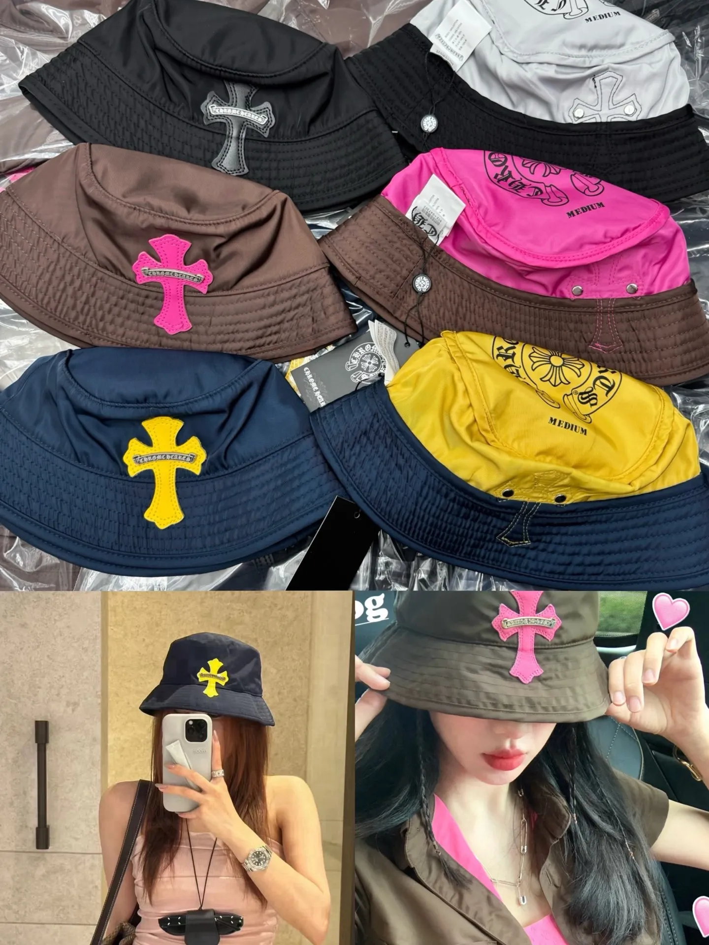 Hot single style high version Crow Heart bucket hat